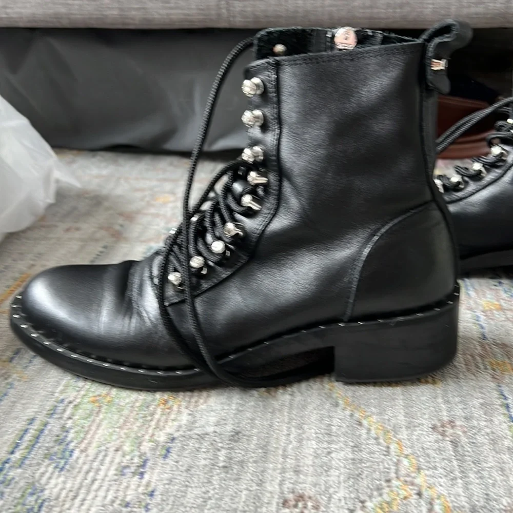 ZARA Leather Moto Ankle Boots w/ Studs – Size 6.5 (EU 37) - Picture 9 of 13